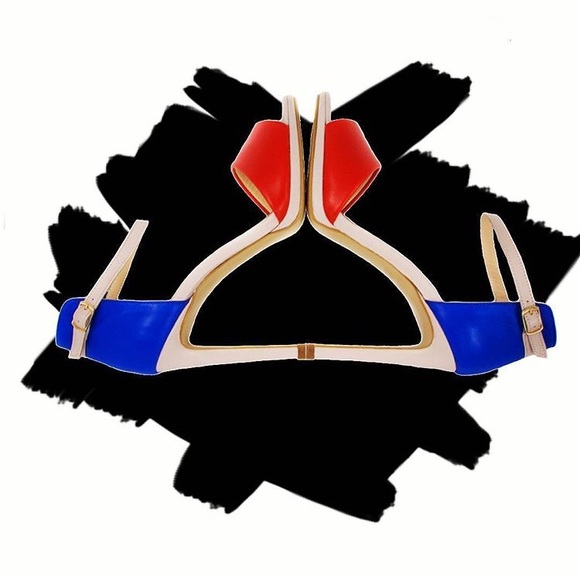 DEVA Blue Red Pink Leather Handmade Heels Sandal - Picture 5 of 6